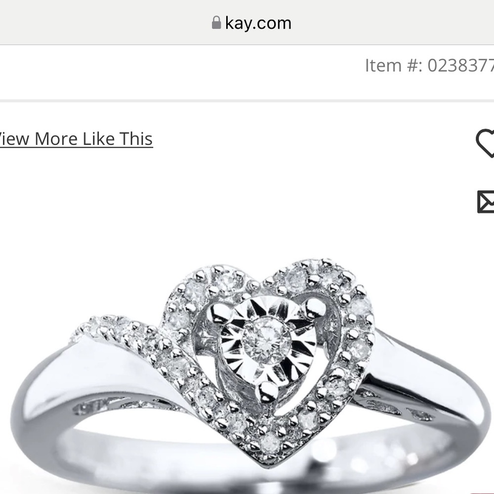 diamond heart ring in sterling silver